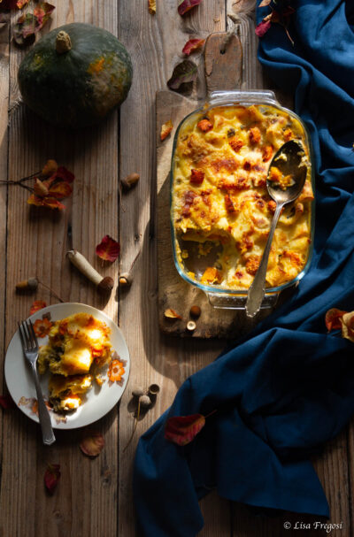 la ricetta della pasta al forno con la zucca